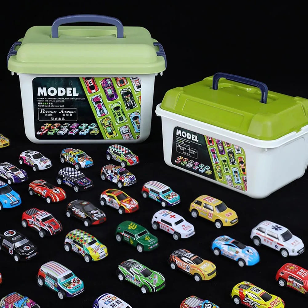 Diecast Mini Alloy Car Model Set with Storage Box