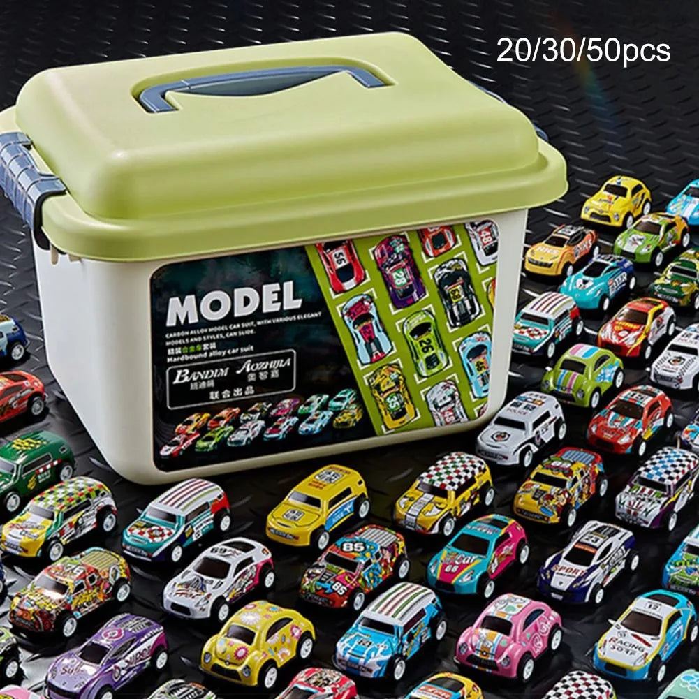 Diecast Mini Alloy Car Model Set with Storage Box